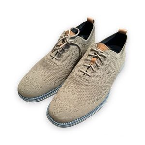 Cole Haan Original Grand Beige Knit Wingtip Shoes, Size 9M